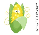 cartoon minimalistic ear of corn vector illustration
