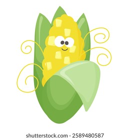 cartoon minimalistic ear of corn vector illustration