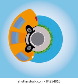 cartoon minivan - little planet series