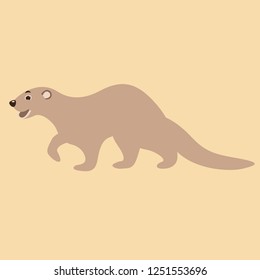  cartoon mink vector illustration , flat style ,profile view