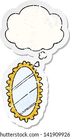 cartoon mirror with thought bubble as a distressed worn sticker