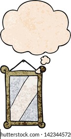 espejo de dibujos animados con burbuja de pensamiento al estilo de textura gruesa