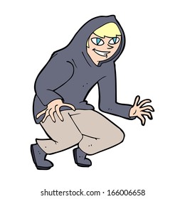 cartoon mischievous boy in hooded top