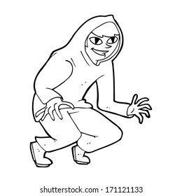 cartoon mischievous boy in hooded top