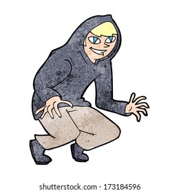 cartoon mischievous boy in hooded top