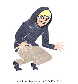 cartoon mischievous boy in hooded top