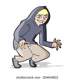 cartoon mischievous boy in hooded top