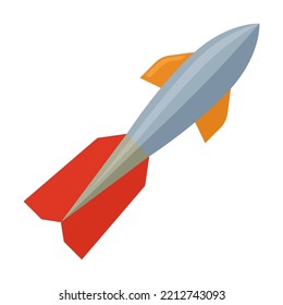Cartoon missiles and rockets flat vector illustration. Army dangerous ballistic, atomic, air weapon, isolated in white background. Striking, war, explosive weapon, concept for banner design