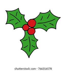 cartoon mistletoe hand drawn vector doodle icon.
