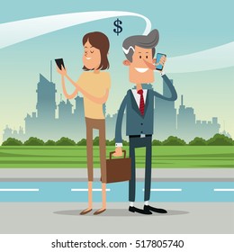 Cartoon and mobile lifestyle design