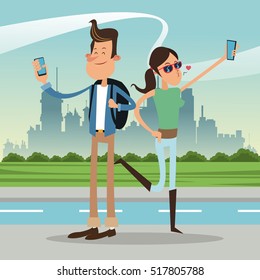 Cartoon and mobile lifestyle design