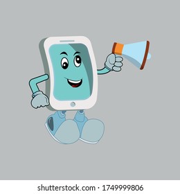 Cartoon mobile phone mascot. Design vector illustration