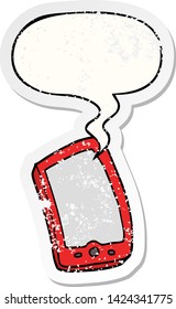 cartoon mobile phone with speech bubble distressed distressed old sticker