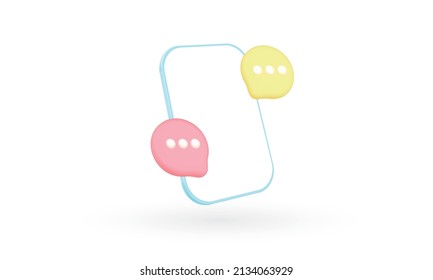 Cartoon mobile phone with speech bubble, Mobile phone mockup
