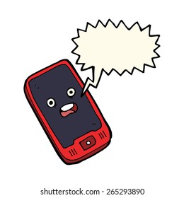 Cartoon Handy mit Sprachblase