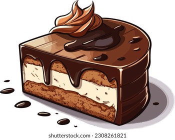 Cartoon Mocha cake cake tshirt design, Vector, illustration