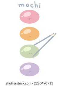 Cartoon mochi set hand drawn vector