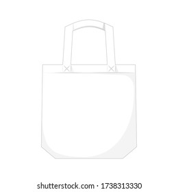 Cartoon mockup white bag, cotton shopping bag. Vector illustration.