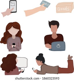 Modelo de dibujos animados personas diseño plano