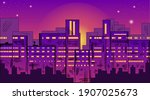 Cartoon modern city. Colourful urban landscape, flat urban property illustration. Hand-drawn vector illustration panorama, modern cityscape.