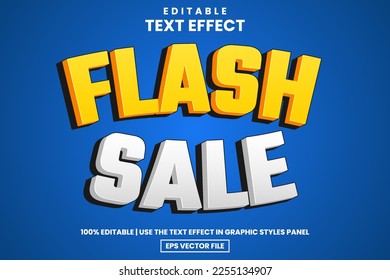 Cartoon modern flash sale 3D text style , editable text effect template vector illustration