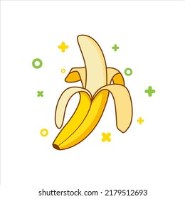 Cartoon modern fruit banana, vector illustrator
