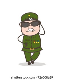 Cartoon Modern Sergeant Officer Vector Illustration