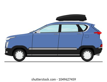Cartoon modern suv car. Side view. Flat vector.