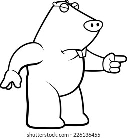 A cartoon mole looking angry and pointing.