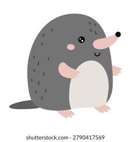 Cartoon mole vector clipart - forest animal illustration. Cute woodland character image. Children hand drawn graphic.