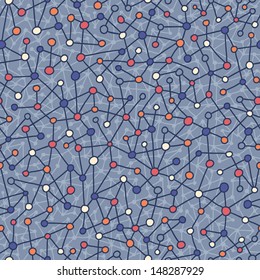 Cartoon molecular structure seamless pattern backround