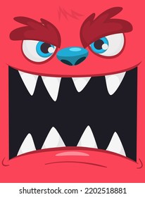 Cartoon momnster face avatar. Halloween vector illustration