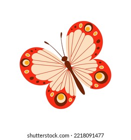 Cartoon monarch butterfly spring or summer animal isolated cute dragonfly insect. Vector flying beautiful insect, wildlife bug. Ornate monarch butterfly