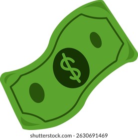Cartoon Money Dollar Bill Flat Style Illustration