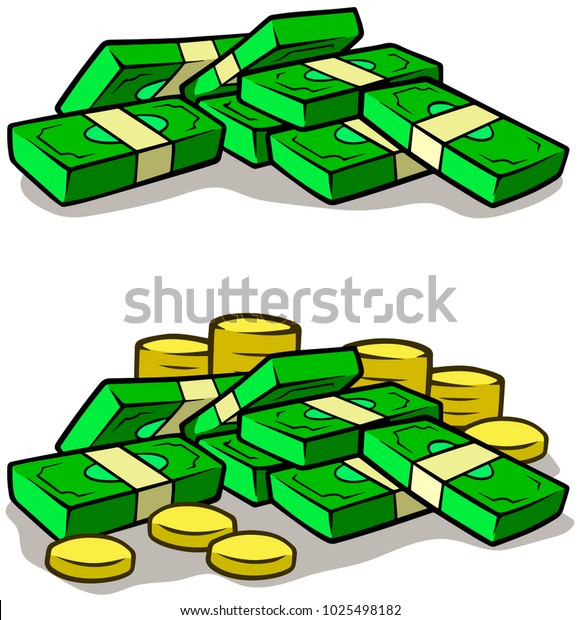 Cartoon Money Stack Piles Cash Coins Stock Vector (Royalty Free) 1025498182