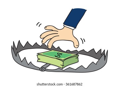 cartoon money trap, vector