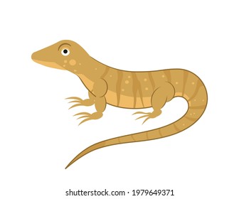 El lagarto de monitorado de caricaturas en estilo plano para el libro de abc. Ilustración del vector
