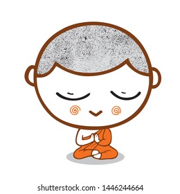 cartoon Monk and novice Buddhism, isolated on white background, illustration.