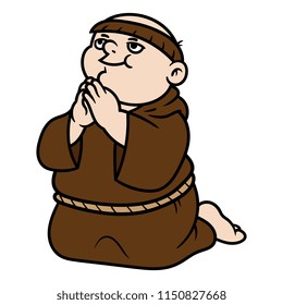 Cartoon Monk Praying