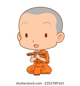 Cartoon monk preaching dharma sermon.