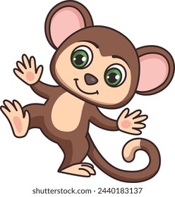 Cartoon monkey. African animal. Wild fauna character