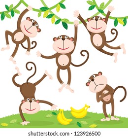 Cartoon Monkey With Banana