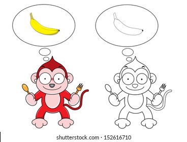 Cartoon monkey with banana