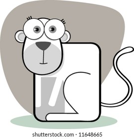 Cartoon Monkey in Black and White