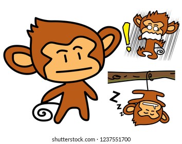 Cartoon Monkey Character Hand Drawn Style