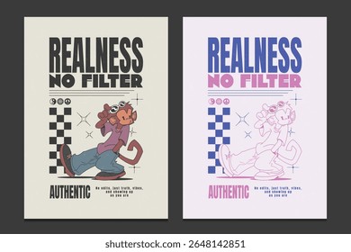 cartoon monkey character in retro and y2k style, great for posters, t-shirts, and more, vector illustration