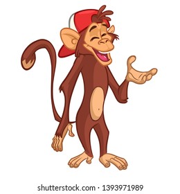 Cartoon monkey chimpanzee. Vector illustration of happy monkey character
