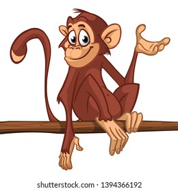 Cartoon monkey chimpanzee. Vector illustration of happy monkey character