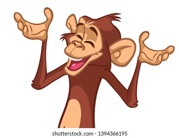 Cartoon monkey chimpanzee. Vector illustration of happy monkey character