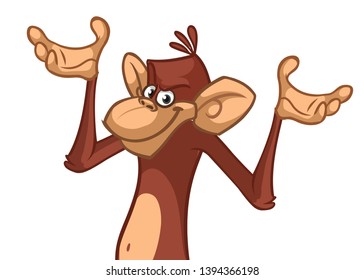 Cartoon monkey chimpanzee. Vector illustration of happy monkey character